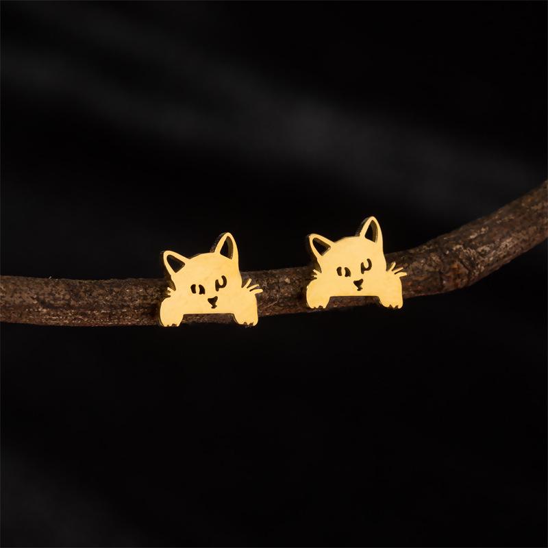 Japanese Small Cat Stud Earrings for Women – Cute Korean Style Animal Accessories