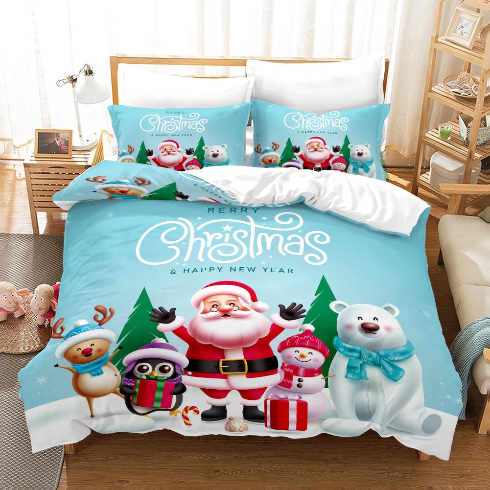 

Комплект одеял с цифровой печатью в стиле Рождества - Санта - Полиэстер - Декор для спальни - 1 покрывало + 2 наволочки (нет подушки) 173x229cm