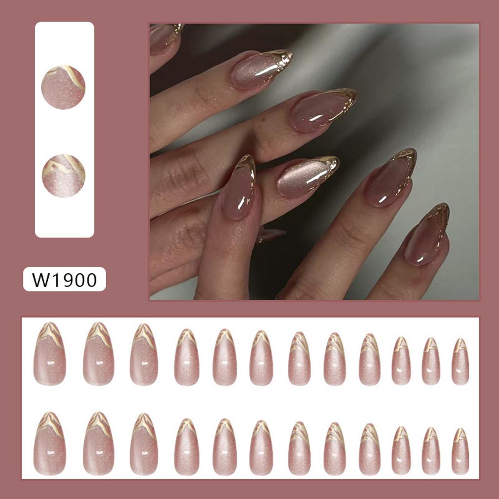 Cat Eye Aufklebenägel Glitzer Mandel Acryl Falsche Nägel Wiederverwendbare Aufklebenägel für DIY Nail Art Maniküre Dekorationen