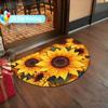 1Pcs Summer Sunflower Semi Circle Welcome Doormat Non-Slip for Outdoor Patio Porch Kitchen Bathroom Entryway Floor Mat