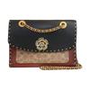 Parker 26 Camellia Print Studded Trim PVC And Calfskin Handbag Women Handbags Black Red Brown C4659-B4M2