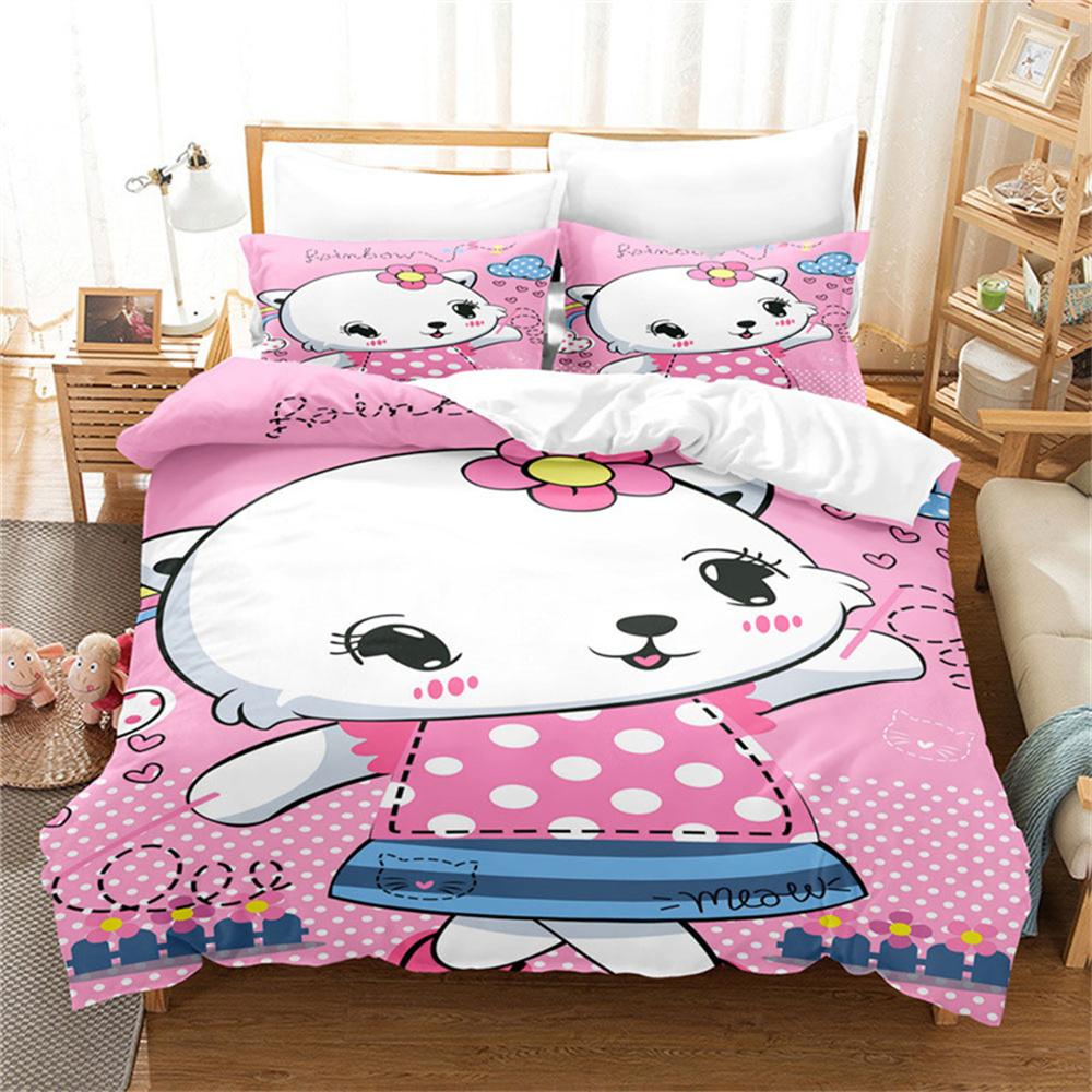 Cute Cat 3D Print Duvet Cover Sets With Pillowcases 75*50Cm, Bedding Set Cartoon Comforter Cover For Boys Girls Teens Bedroom
