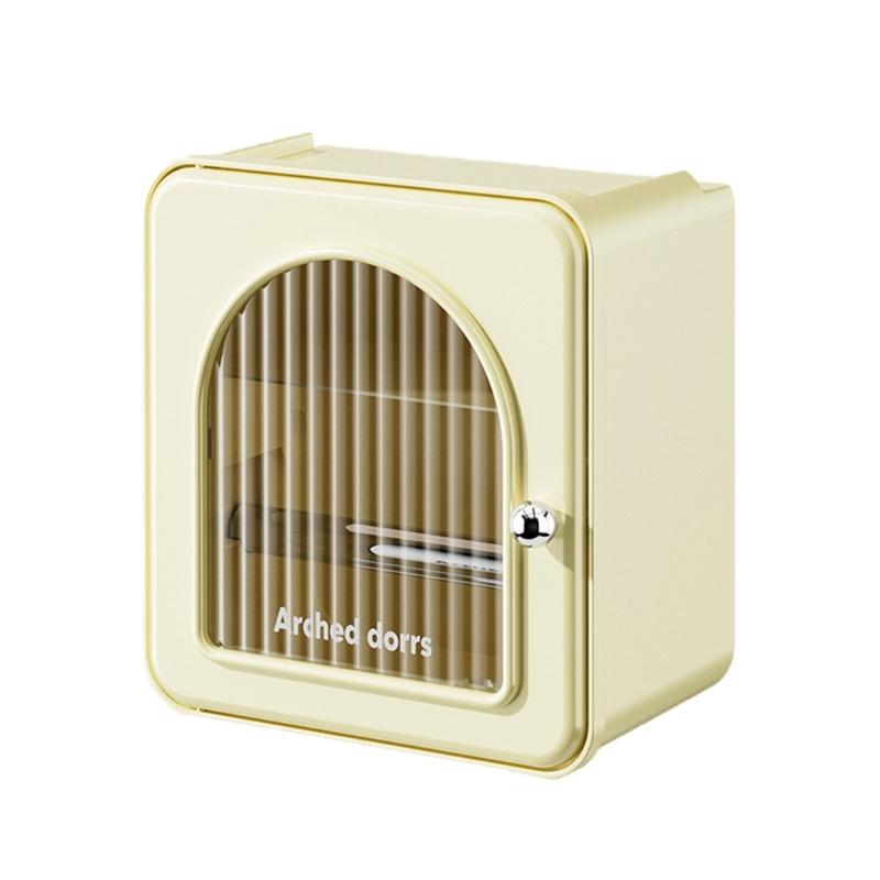 

Plastic Wall Mounted Tissue Box for Kitchen and Bathroom Use Toilet Paper Holder Space Saving Tissue Organizer Rack жёлтый