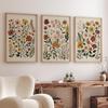 Botanical Flower Wall Art Set of 3 Neutral Floral Prints Boho Wildflower HD Canvas Poster Prints Home Bedroom Living Room Decor