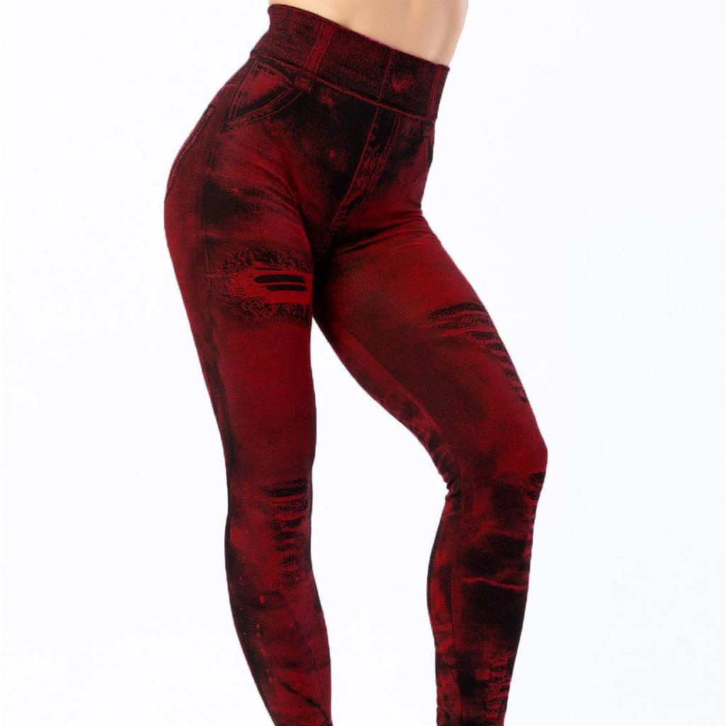 Sexy Imitation Jeans Leggings High Waist Pants Fitness Slim Sport Push Up Leggings for Women