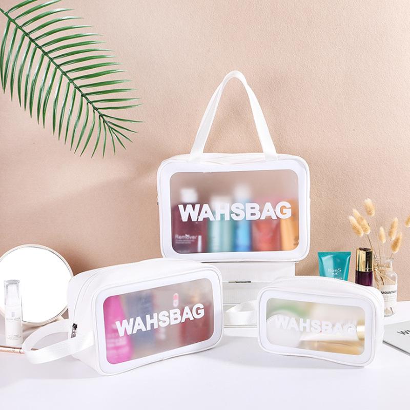 Waterproof Portable Transparent Makeup Bag - Large Capacity Travel Cosmetic Organizer for Women