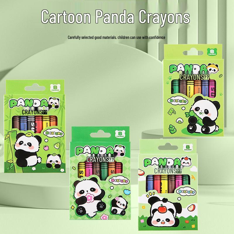 Panda 8-Color Washable Non-Toxic Crayons: Safe, Easy-to-Use Gift for Kids and Students