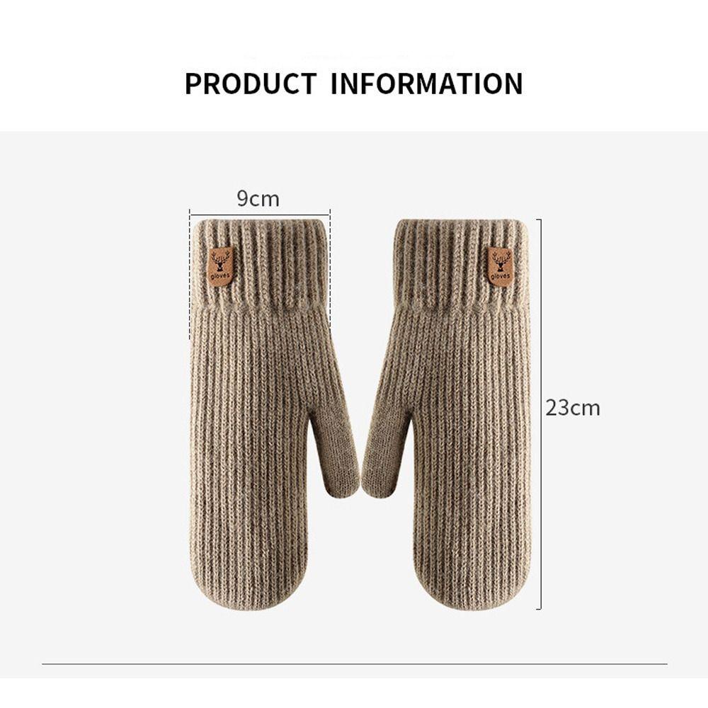 Plush Thickened Warm Finger Mittens Double Layer Warm Knitted Gloves Fashion Gloves Cold Outdoor