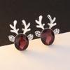 Fashionable Moose Stud Earrings with Glittering Antler Design for Women