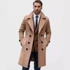 Men's Double-breasted Woolen Coat Autumn Winter Men Midi Length Trench Coat Fashionable Urban Casual Suit Jacket