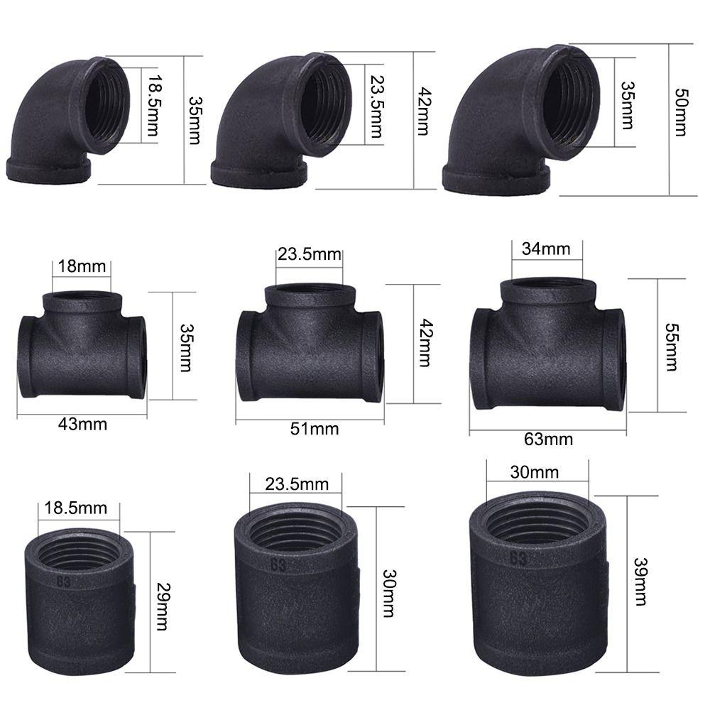 Černá potrubní přípojka Temperovaná litina Instalatérská potrubní spojka Nový dekor Nábytek