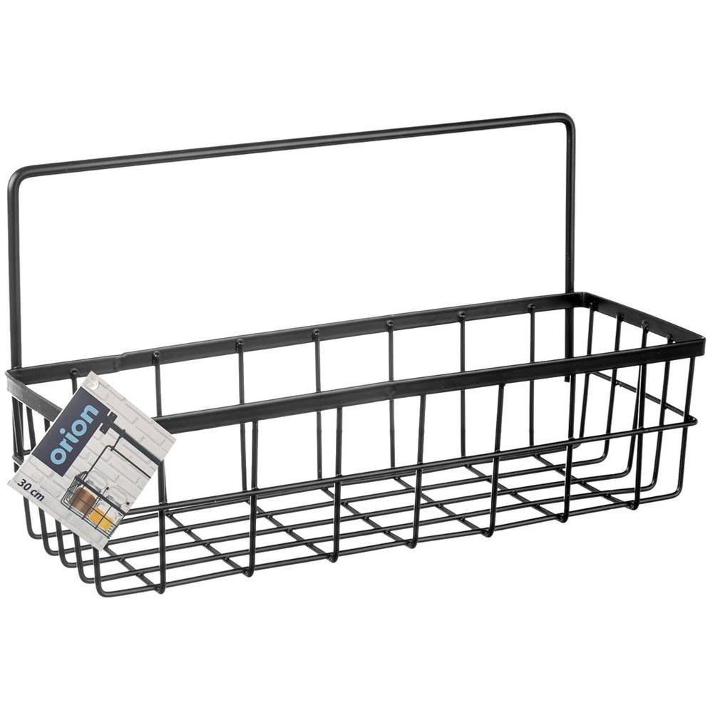 Black metal kitchen shelf, hanging on a rail, RADKA, 30x10.5x17cm