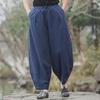 Men's Summer Cotton-Linen Wide-Leg Elastic Waist Pants