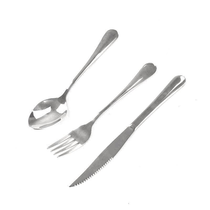Thickened Stainless Steel Cutlery Set: Ceramic Plate, Steak Knife, Fork, Spoon - Three-Piece Western Dining Set