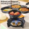 Non Stick 3 4 Hole Egg Frying Pan Wooden Handle Multi Section Skillet for Home Breakfast or Burger Making