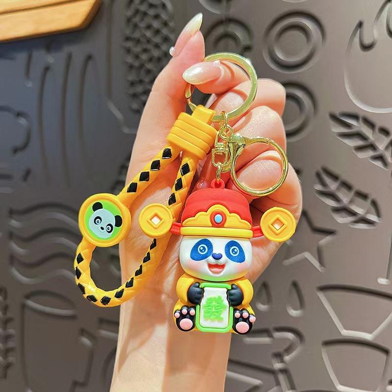 Creative Cartoon Panda God of Wealth Keychain Chain Cute Lucky Little Champion Couple Bag Pendant