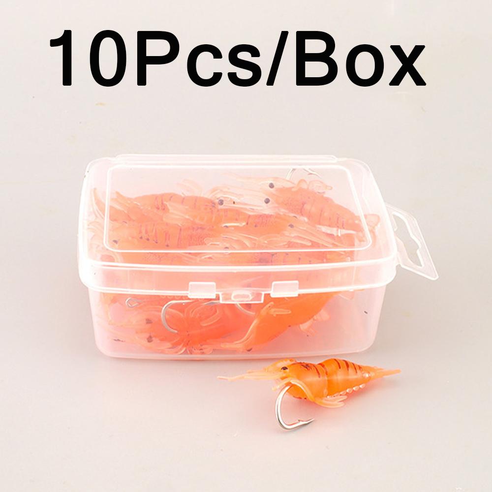 

Luminous Shrimp Silicone Artificial Bait 10pcs/Box Simulation Soft Prawn With Hooks Carp Wobbler Fishing Tackle Lure Accessories