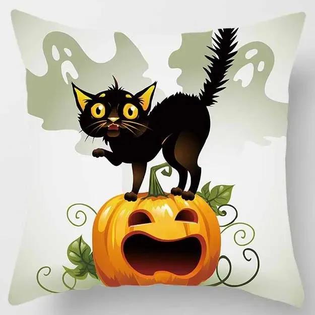 Taie d'Oreiller Décorative À Motif De Citrouille, Lanterne, Chat, Horreur, Halloween, Pour Bureau, Salon, Canapé, Voiture