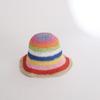 Women's Spring and Summer Korean Style Fashionable Colorful Pure Hand Crocheted Woven Fisherman Hat Vacation Foldable Sun Protection Sunshade Hat