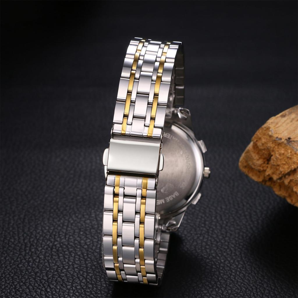 Roman Numerals Analog Simple Watch with Calendar, 3ATM Water Resistance, Stainless Steel Strap, Casual Business Style for Men and Women - Perfect