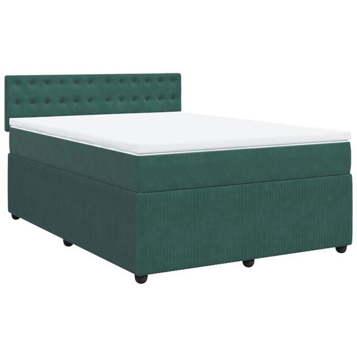 VidaXL Slat Bed Base and Mattress Dark Green 160x200cm Velvet 3287797