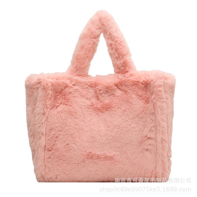Plush bag autumn and winter new plush bag portable shoulder tote bag large capacity casual versatile underarm bag