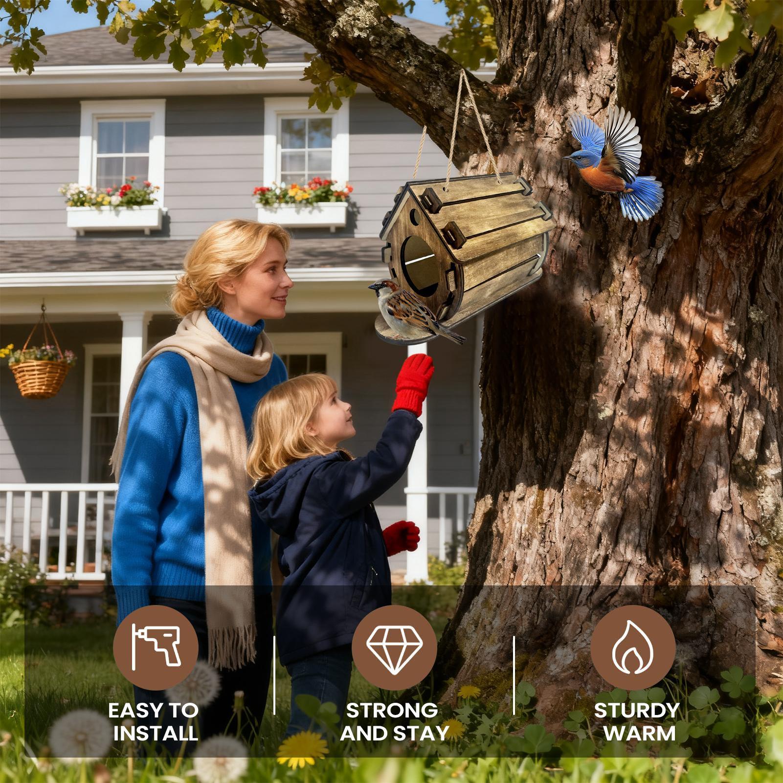 Wood Bird House Hangable Wooden Birdhouse Chickadee House For Bluebirds Sparrow Chickadee Outdoor Garden Yard Patio Porch Tree S