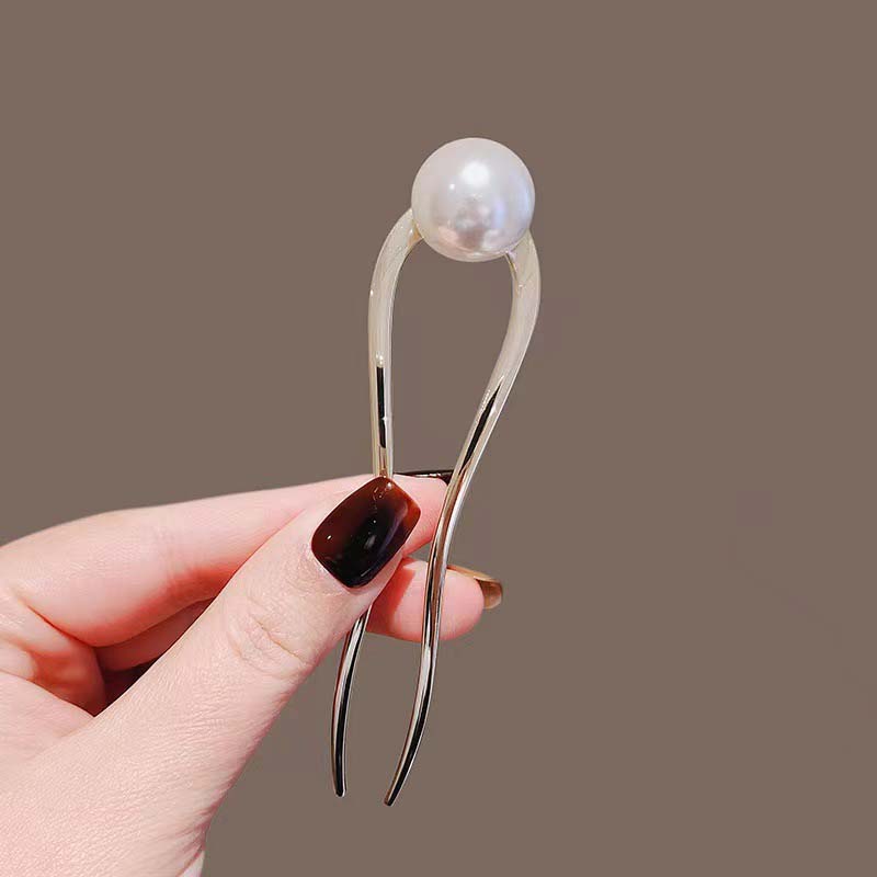 New Pearl Hairpins Korean U-shaped Metal Shell Hair Clip Pins Women Girls Hair Sticks Bun Maker Hair Styling Accessories Gifts