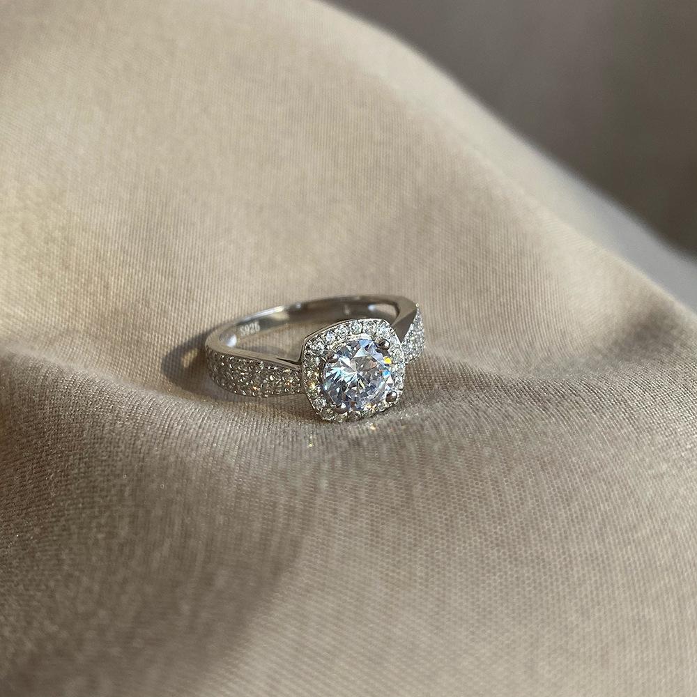 Tancise Women Classic 925 Sterling Silver Zirkonový prsten Dámské šperky Svatební slib Dárek na párty