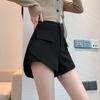 Women's High-Waisted A-line Bootcut Pants - Fashionable Black Slimming Suit Shorts for Spring, Autumn & Winter.