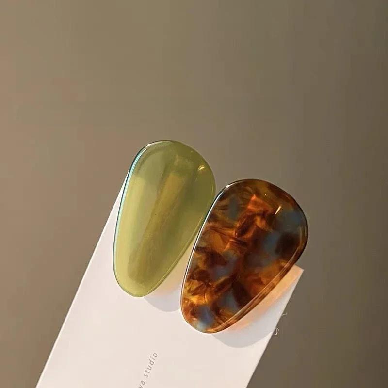 Cute Contrast Color Hairpin Women Oval Acetate Bangs Clip Duckbill Clip Girls Hair Clip Temperamental Headdress Hair Accessories