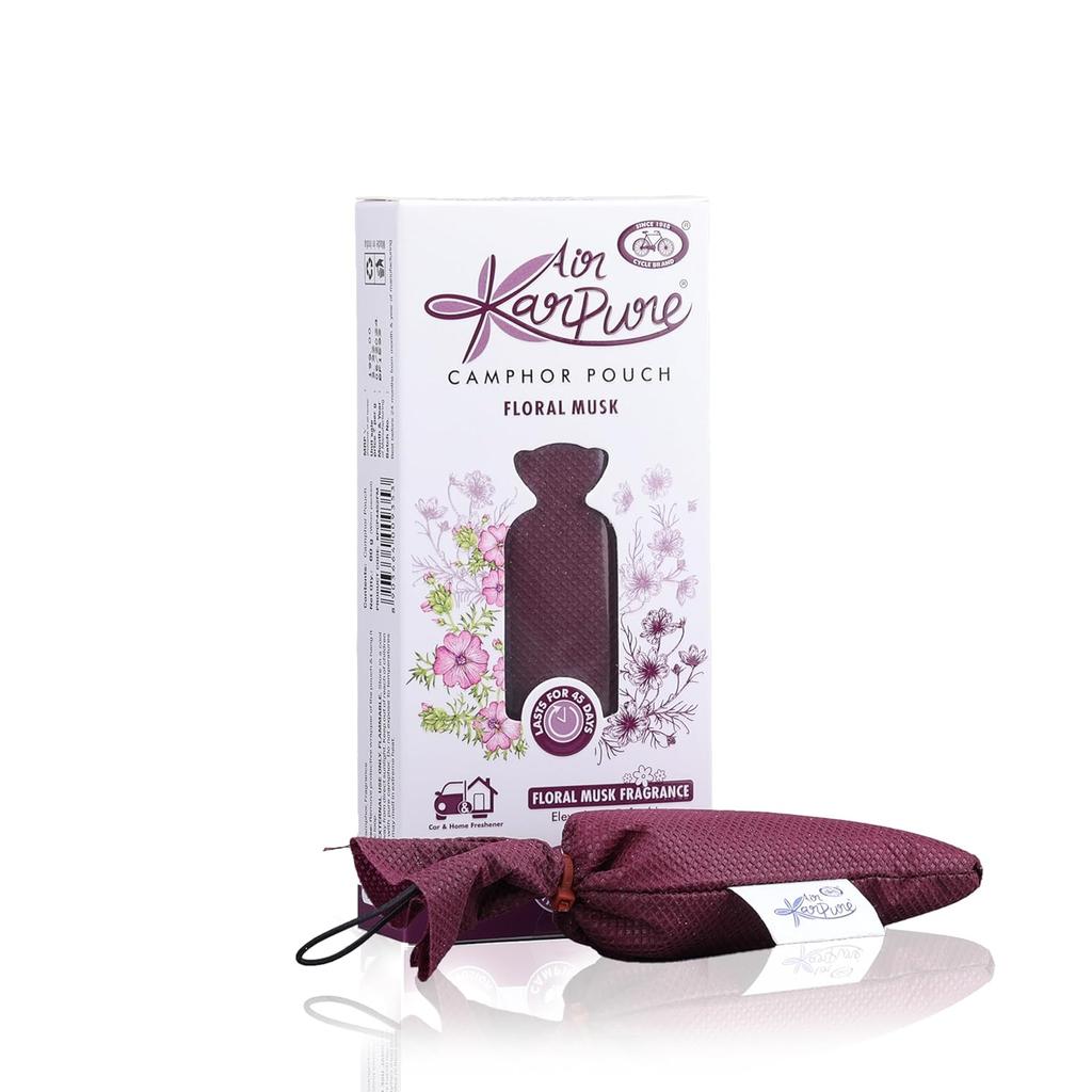 Cycle Pure Karpure Camphor Pouch Pack Of 3 With Thulsi Floral Musk Eucalyptus Fragrance Lasting 45 Days 60gmX3