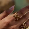 Yori Waterproof Stainless Steel Double Wave Ring 18k Gold Color Plated Metal Texture Attractive Unique Jewelry Gift