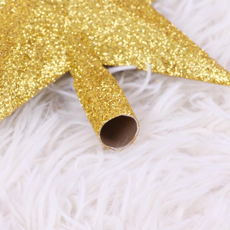 Goldener Glitzer Fünfzackiger Weihnachtsbaum Topper Stern Ornament