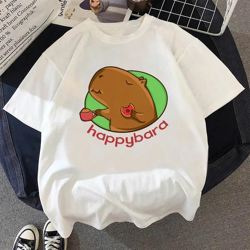 Cute Capybara Clothing T-Shirt Women Vintage T Shirt Casual Anime Top Tees T Shirt Manga Women Female Graphic Tee
