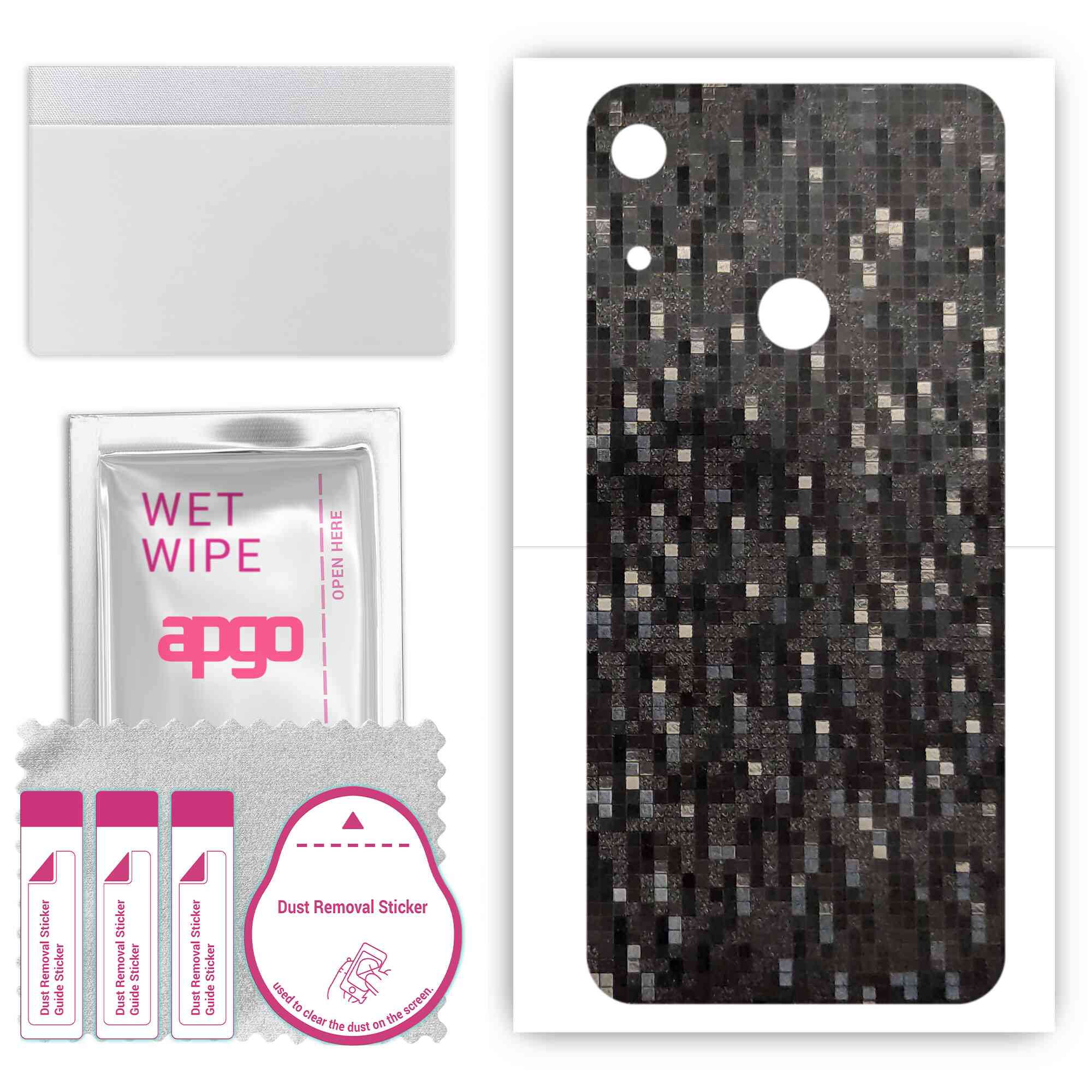 

Apgo Protective Skin Sticker для задньої панелі, сумісний з Huawei Y6s (2019 р), Обгортка плівка, фольга, вініл – візерунок чорного пікселя