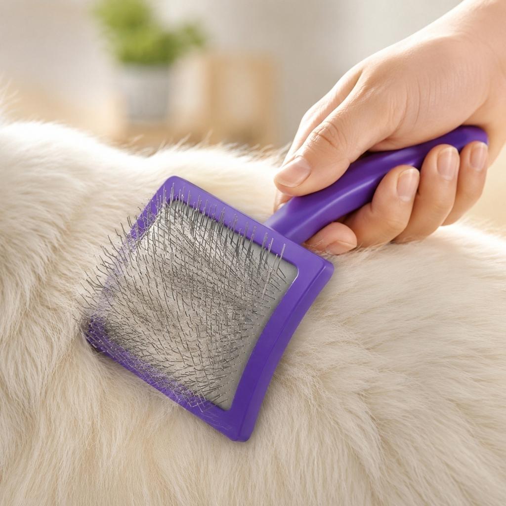Large Medium Dog Grooming Brush Steel Pin Slicker Comb Pet Hair Removal Tool for Shedding and Matting Control with Comfortable Handle