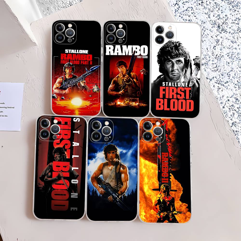 1pc Movie Rambo First Blood Transparent Phone Case For IPhone 16 15 14 13 12 11 Pro Max Plus Soft Cover