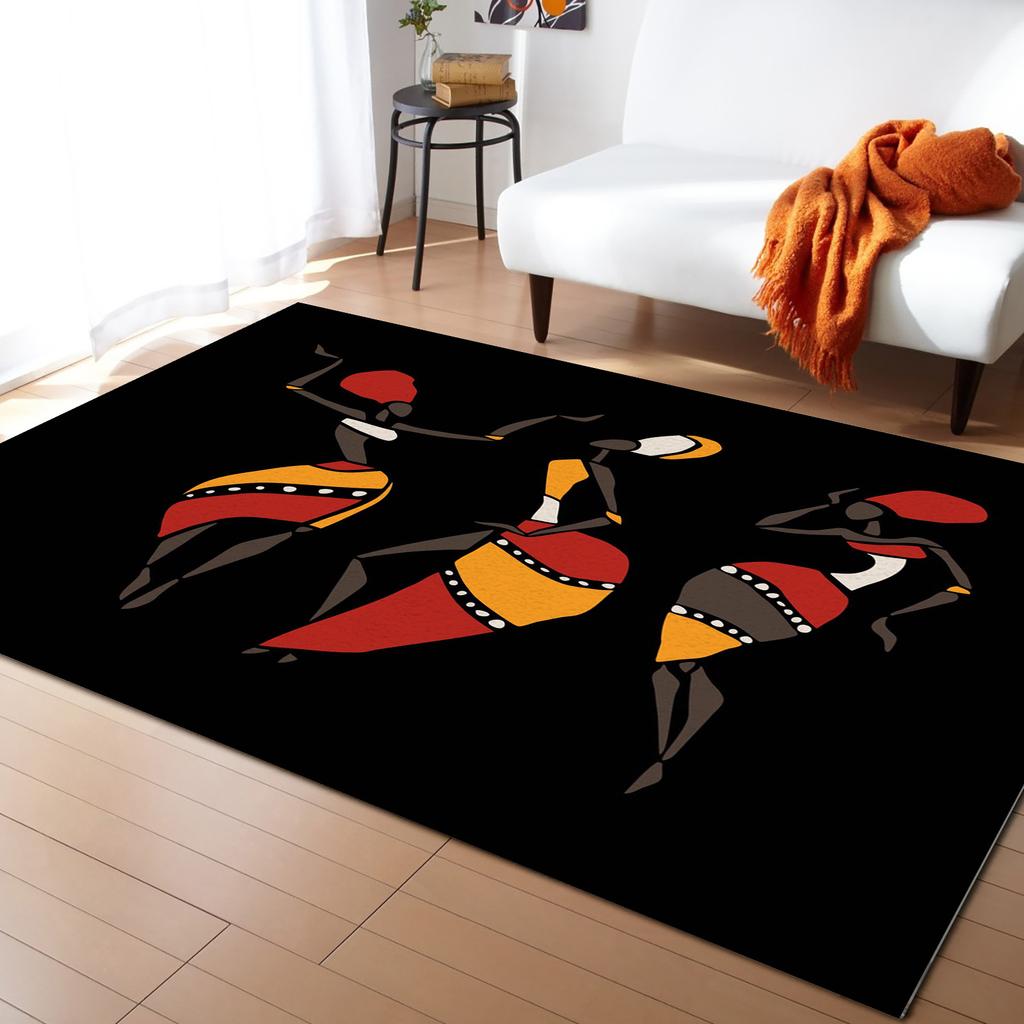 African Tambourine Geometric Lines Carpets for Living Room Anti-slip Carpet for Bedroom and Kitchen Floor Mats Home Decor Rug