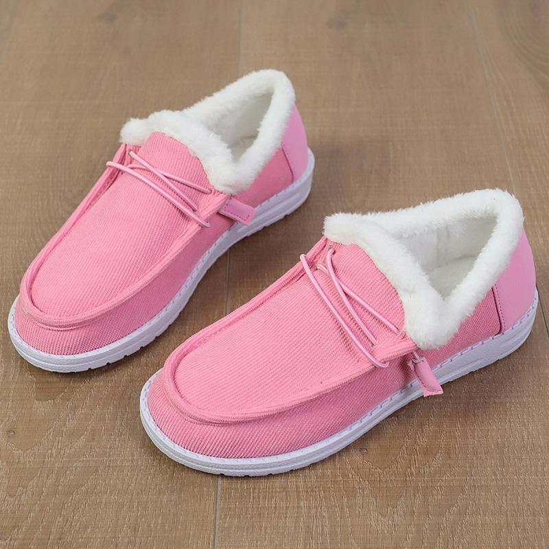 

Winter New Cotton Boots Women s Fashion Round Head Cloth with Thick Soft Bottom Non-slip Flat Snow Boots 43