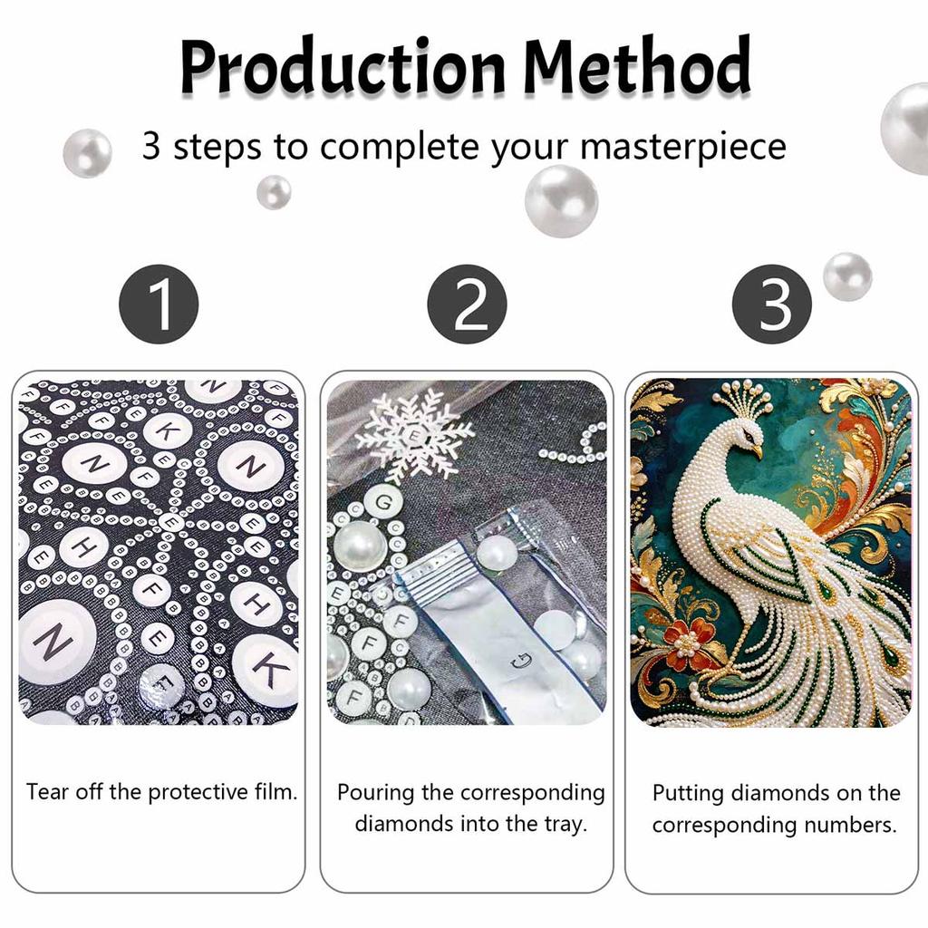 Shiny Pearl Elegant Peacock DIY Painting Creative Bead Art Craft Household Wall Decoration Nice Present For Art Hobbyists Home Decor Wall Art