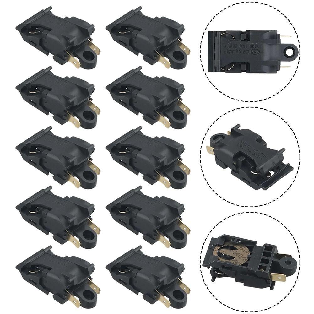 10Pcs New 250V Electric Kettle Switch 16A 2-Pin Thermostat Temperature Control Black XE-3 JB-01E Kitchen Part