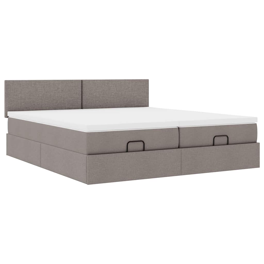 Ottoman Bed with Mattress Taupe 200x200 Cm Fabric