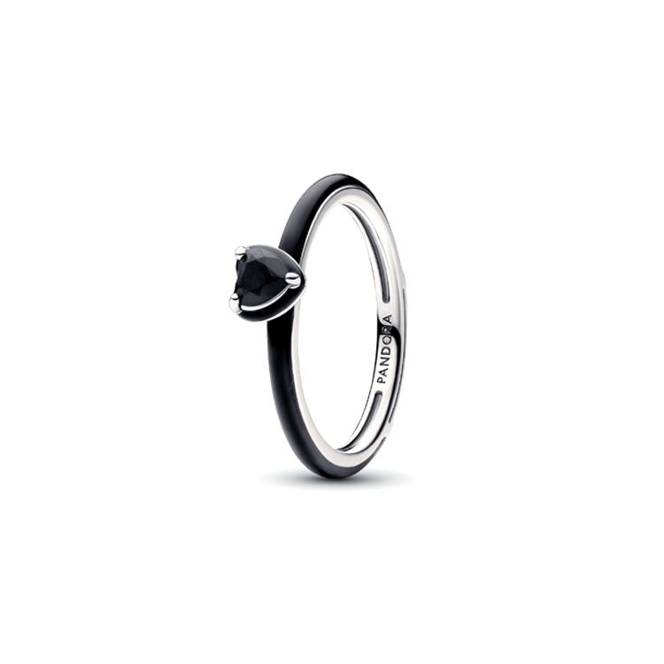 Pandora Letter Engraving Ring Women rings Black 193088C01 Shopping Bag,56
