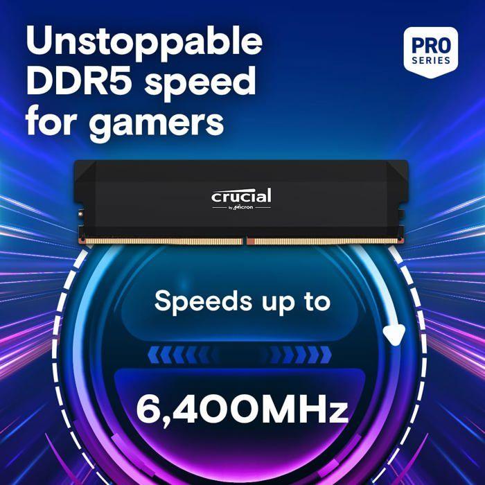 Operační paměť - CRUCIAL - DDR5 PRO Overclocking - Kit 32GB (2x16 GB) - 6400 MT/s - CL38 - Chladič - CP2K16G64C38U5B
