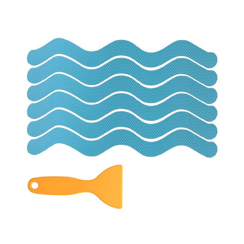6/12/24Pcs Anti Slip Shower Stickers With Scraper Safety Bathtub Strips Adhesive Decal Waterproof  For Bath Tub Shower Stairs