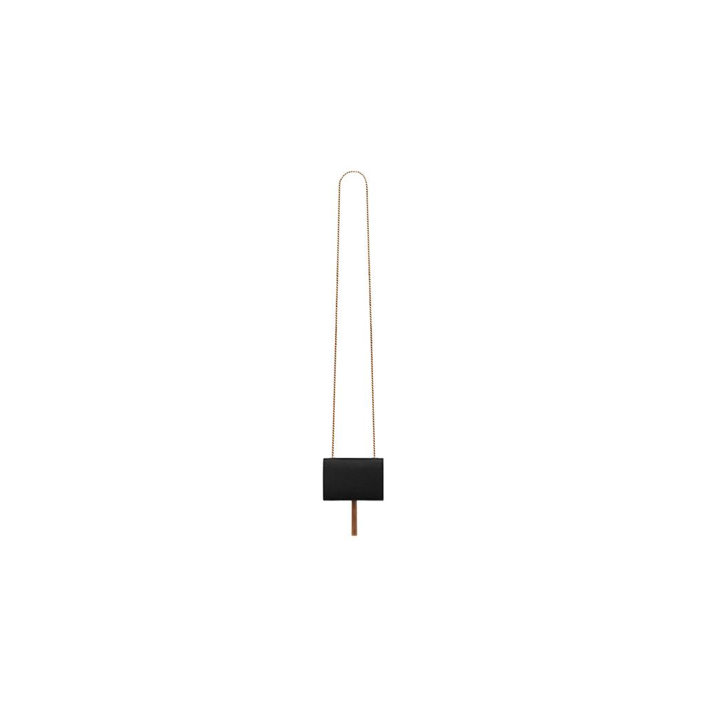 Saint Laurent Ysl Kate Airpods Tassel Flip Cover Snap Button Grain Leather Shoulder Crossbody Earphone Bag Women Bags Black 712449-BOW07-1000