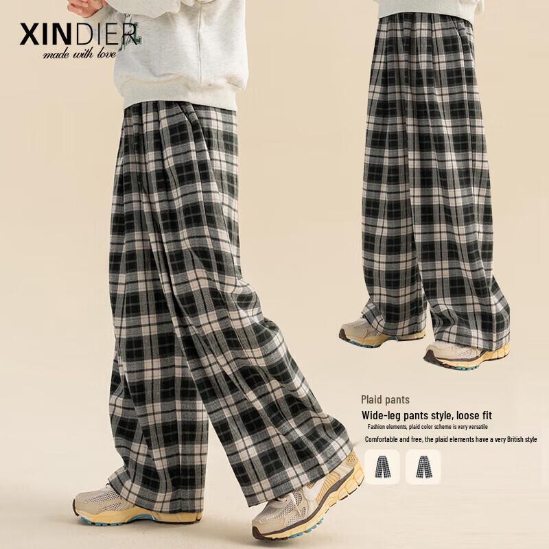 Girls  Plaid Wide-Leg Straight Pants 160