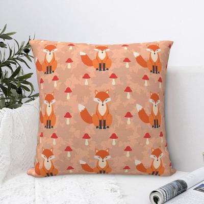 Fox Mushroom Pattern Square Pillow Cases Animal Cushion Covers Fashion Decor Pillowcase for Home 18x18