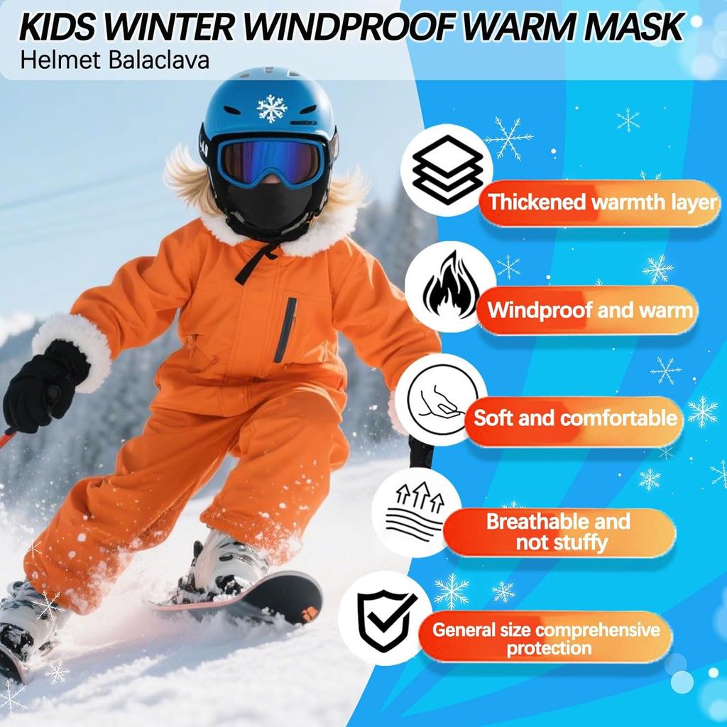 Kids Balaclava Ski Mask For Skiing Cycling, Cold Weather Neck Warmer Windproof Thermal Face Mask For Boys/Girls